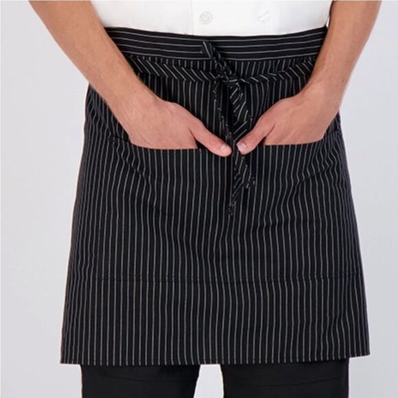 XMAS SALE Striped Black and White Bistro Chef Kitchen Apron - Picture 1 of 6